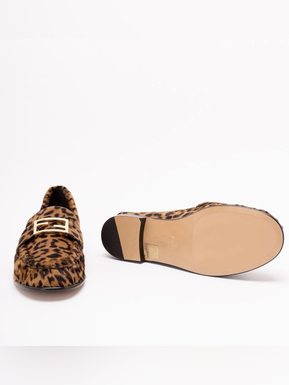 FENDI Baguette FF logo leopard print loafers flats - Picture 5 of 5